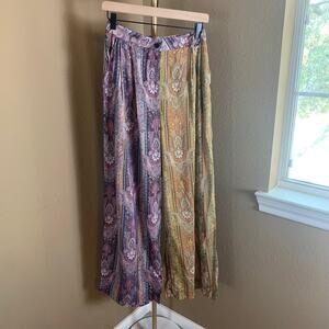 ETHNC Paisley Patchwork Wide Leg Pants Boho Festival Cotton Blend NWT Size Small